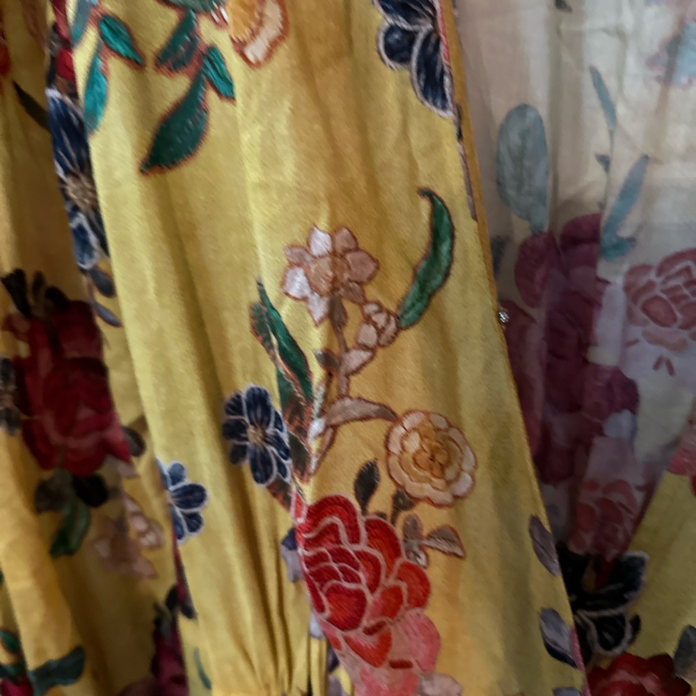 Anthropologie Yellow Floral Maxi Wrap Dress - Picture 4 of 5